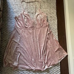 Forever21+ Crushed Velvet Blush Fit & Flare Dress